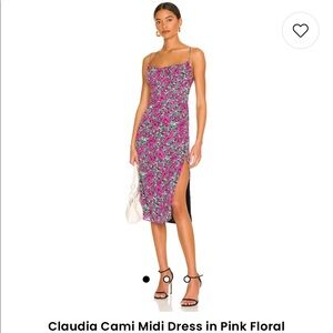Revolve | Pink, Floral Cami Midi Dress, Sz M